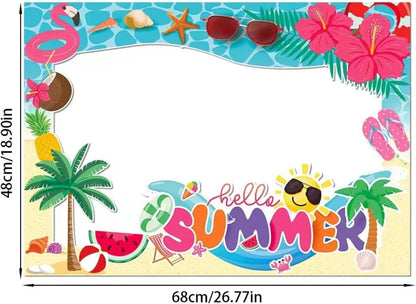 Hawaiian Photo Booth Props,Pool Party Decorations Summer Photo Booth Prop Summer Party Supplies Tropical Beach Party Selfie Props for Luau Summer Decor
