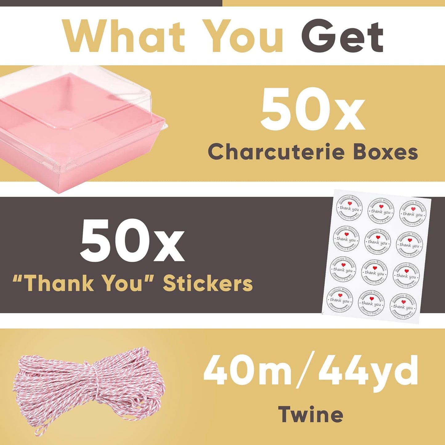Leafiew 50 Pack Small Charcuterie Boxes with Clear Lids - To Go Paper Mini Charcuterie Box, Disposable Food Containers, 5Inch Dessert Boxes - Sandwich, Cookie, Sushi, Cake Slice, Strawberries (Brown)