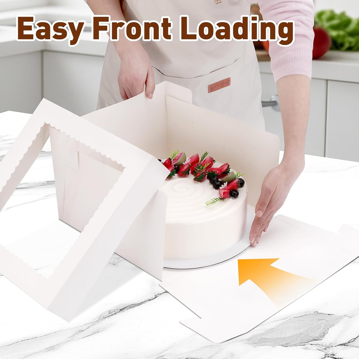 NEOACT 30 Pcs Cake Boxes, 12x12x8 Inch White Bakery Boxes with Window Cake Containers 12 Inch large Cake box for Birthday Party, Wedding,Tall Dessert Cardboard Boxes