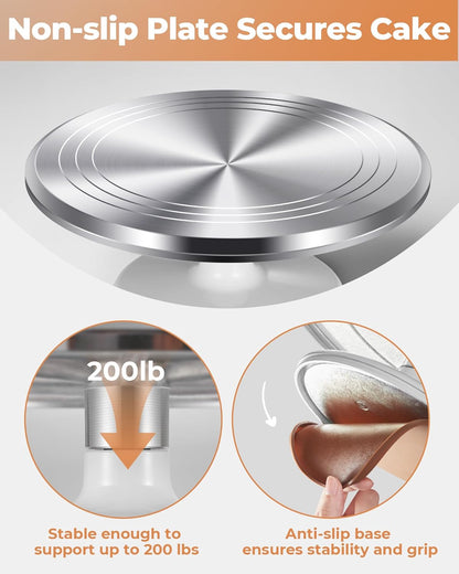 Kootek Aluminium Alloy Revolving Cake Stand 12 Inch Rotating Cake Turntable for Cake, Cupcake Decorating Supplies for Mother's Day