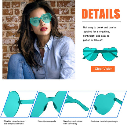 AEAHALY Heart Sunglasses for Women and Men Rimless Heart Shaped Sunglasses Bachelorette Bride Party Accessories