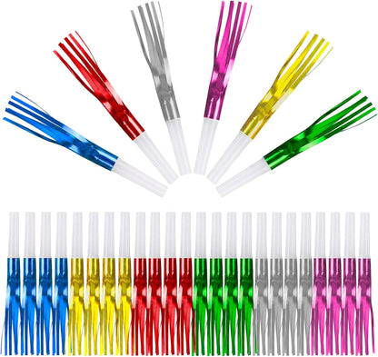 30 PCS Fringed Glitter Party Blowers, Funny Birthday Noise Makers Colorful Horns Whistles for Kids Adults Carnival Birthday Party Graduations Party Celebration Supplies