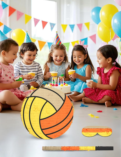 Soccer Piñata – Includes Wooden Stick, Blindfold, and Confetti – 13"x13"x3" – Perfect for Sports Party Decorations and Soccer Pinatas for Birthday Party