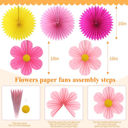 Party Hanging Paper Fans Decoration Set for Wedding Birthday Party Mother's Day Round Events Accessories Set of 8