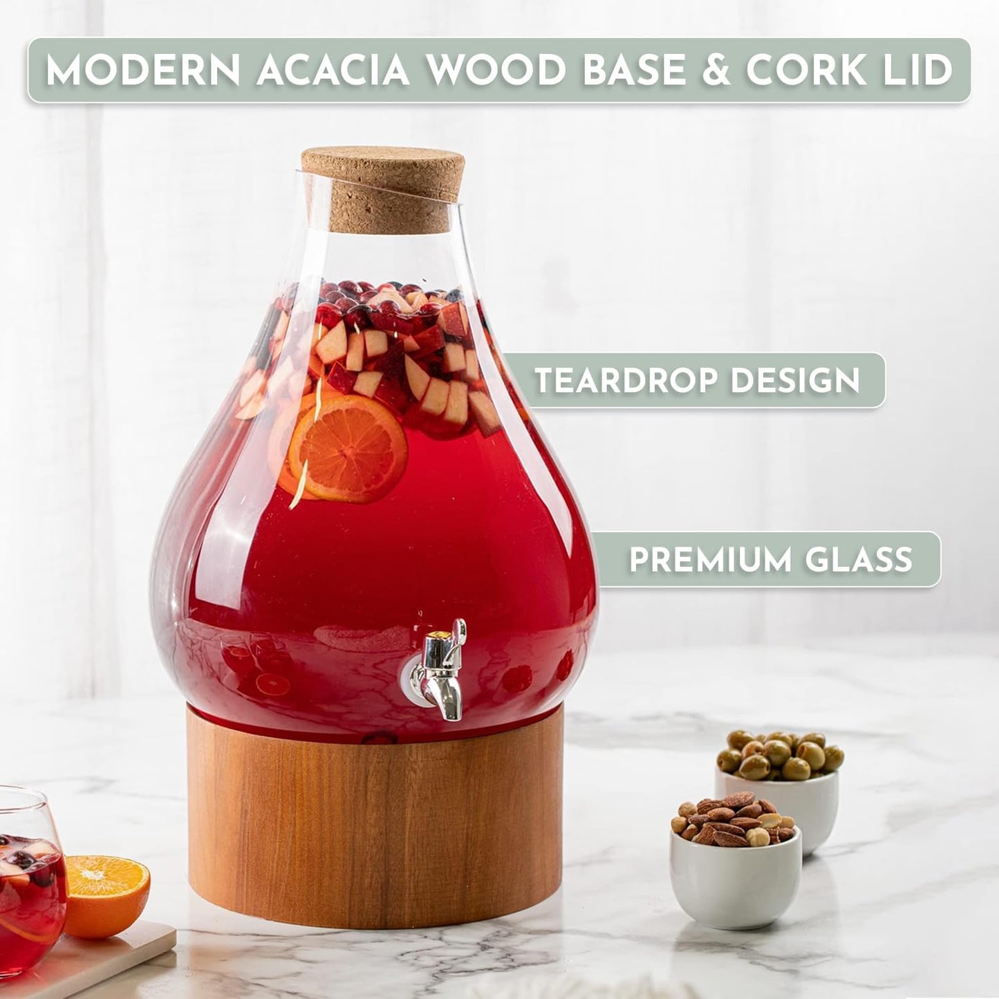 1.5 Gallon Glass Drink Dispenser for Parties 3 PACK Beverage Dispensers with Stand, Glass Water Jug Dispenser, with 18/8 Stainless Steel Spigot, Great for Party, Wedding, Picnic, BBQ Wicker Design