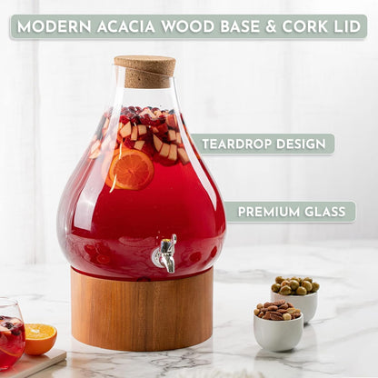 1.5 Gallon Glass Drink Dispenser for Parties 3 PACK Beverage Dispensers with Stand, Glass Water Jug Dispenser, with 18/8 Stainless Steel Spigot, Great for Party, Wedding, Picnic, BBQ Wicker Design