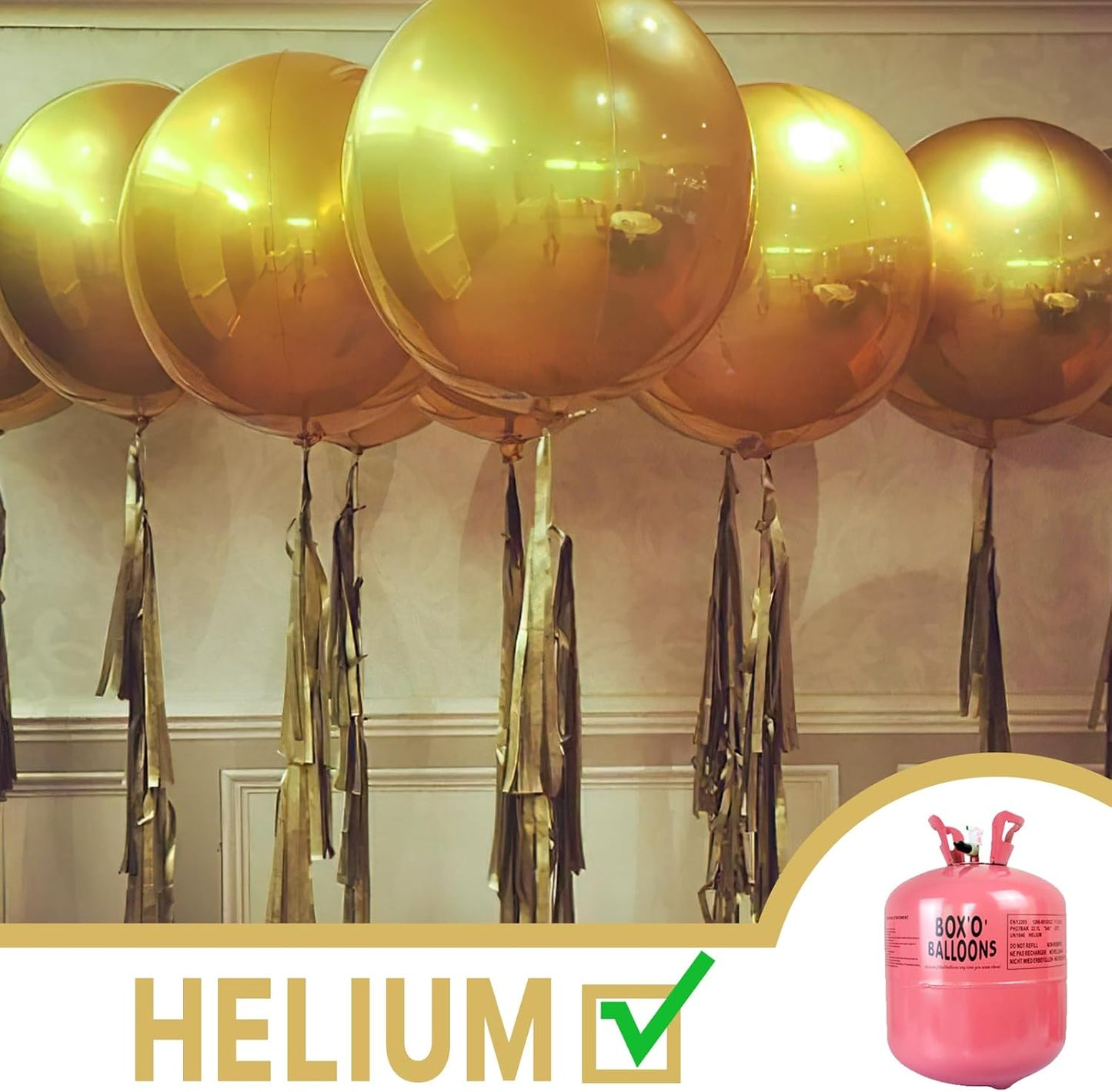 PartyWoo Metallic Gold Foil Balloons 20pcs Different Sizes Pack of 22 15 10 Inch Large Round Foil 4D Inflatable Mirror Ball Mylar Balloons for Graduation Birthday Baby Shower Party Decorations
