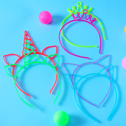 ZIRICHER 6 Colors Glow in the Dark Headbands, Plastic Light Up Hair Band Crowns Luminous Headband For Girls Party Headbands