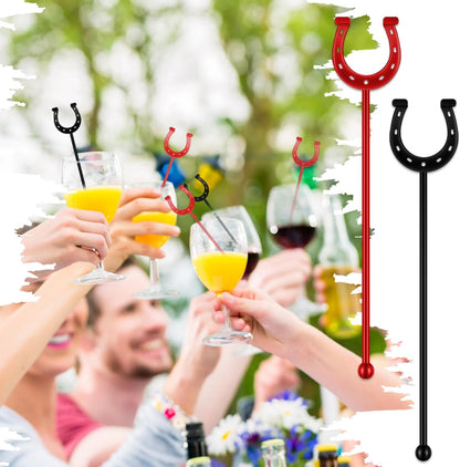 6 Inch Derby Drink Plastic Stirrers Swizzle Sticks for Cocktails Coffee Reusable U Shaped Horseshoe Drink Stirrers for Coffee Beverage Party Bar Weddings Events(Gold,30 Pcs)