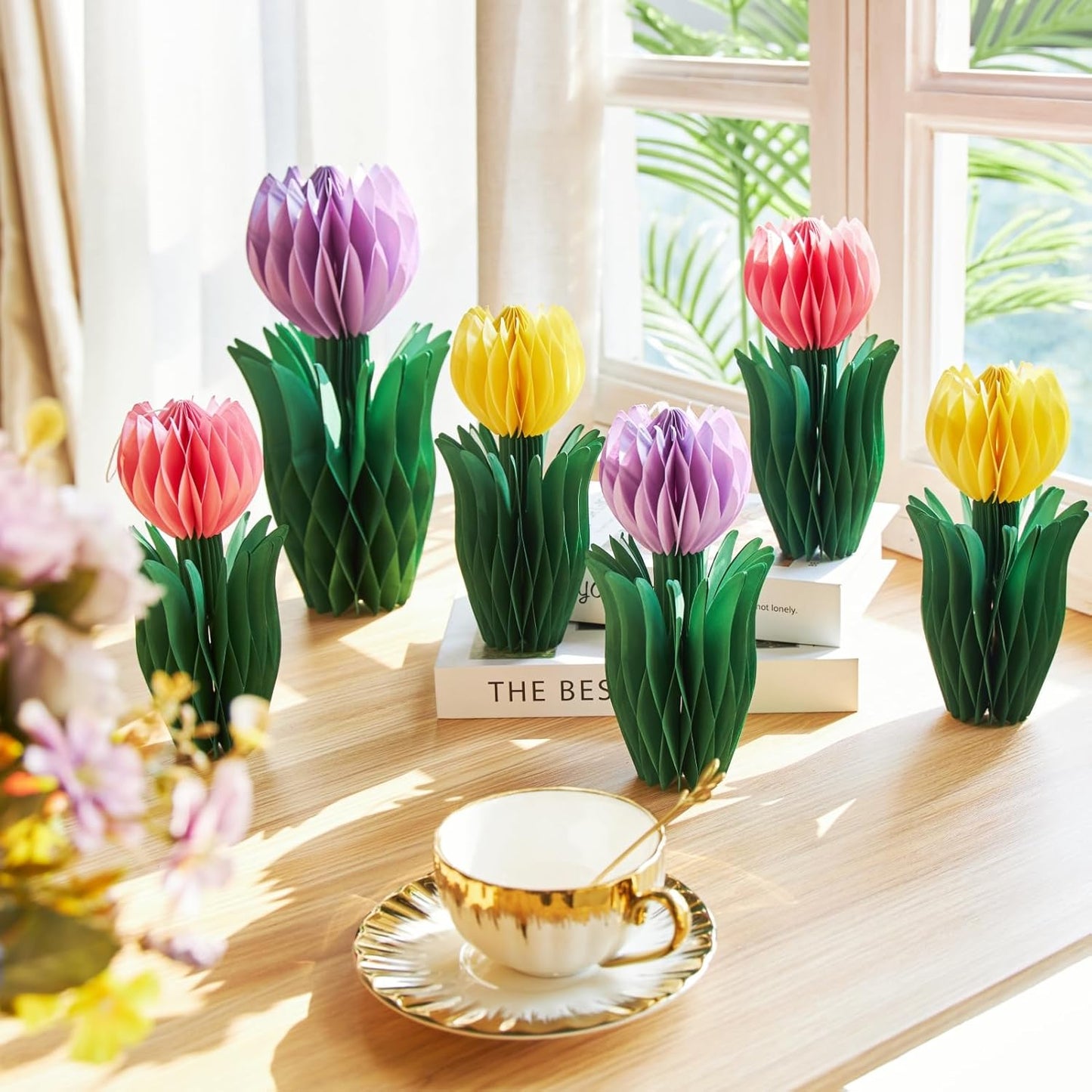 SUNBEAUTY 9PCS Spring Wildflower Party Decorations Wild Flowers Honeycomb Centerpieces for Tables Wildflower Birthday Spring Flower Theme Party Decorations for Garden Baby Shower, Easter, Mothers Day