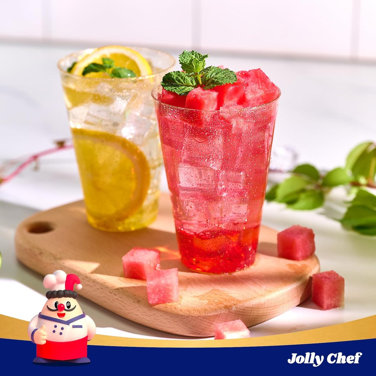 JOLLY CHEF 12 oz Clear Plastic Cups, 100 Pack Heavy-duty Party Glasses, Disposable Plastic Cups for Halloween,Thanksgiving Day, Christmas Party