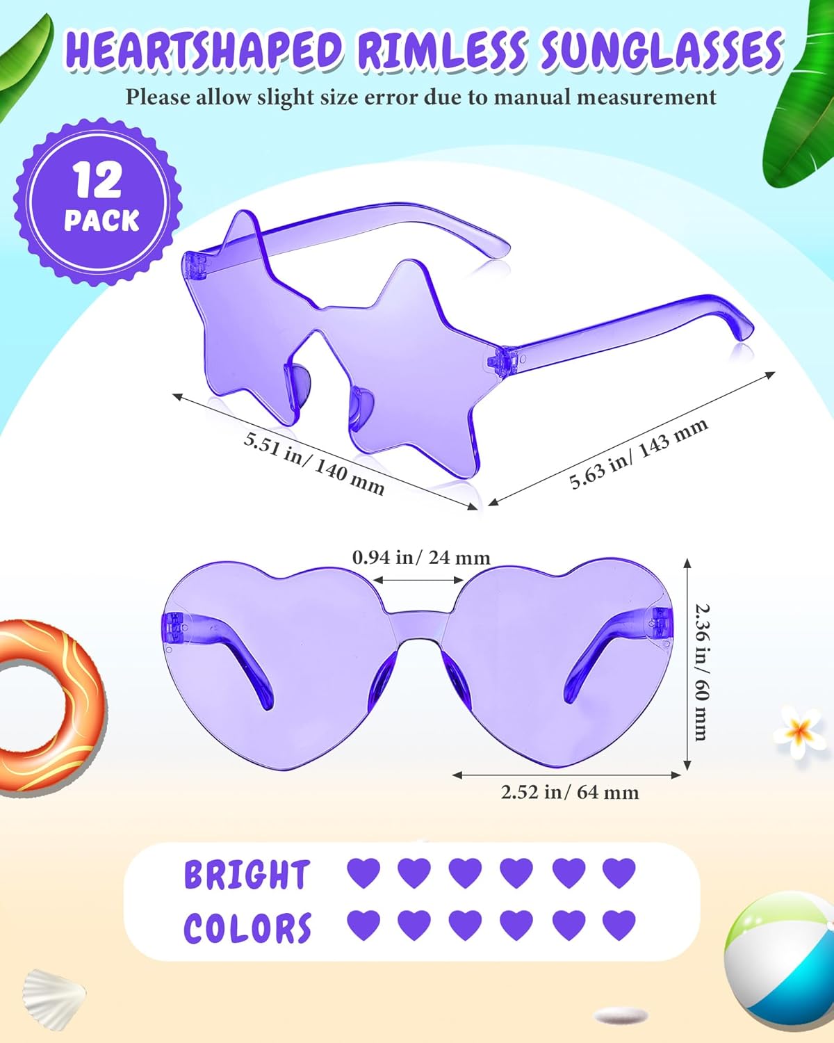 Kanayu 12 Pcs Mixed Style Rimless Sunglasses Retro Party Favors Eyewear for Bachelor Party Photoshoot Costume Accessories