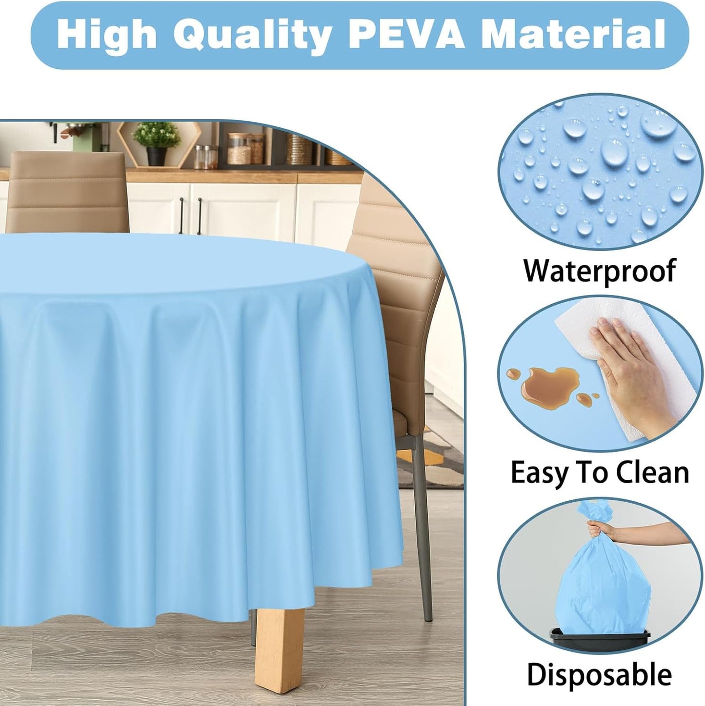 Kopokita 2PCS Black Plastic Tablecloths 54 x 108 Inch, Disposable Table Cloths Rectangle Party Table Covers