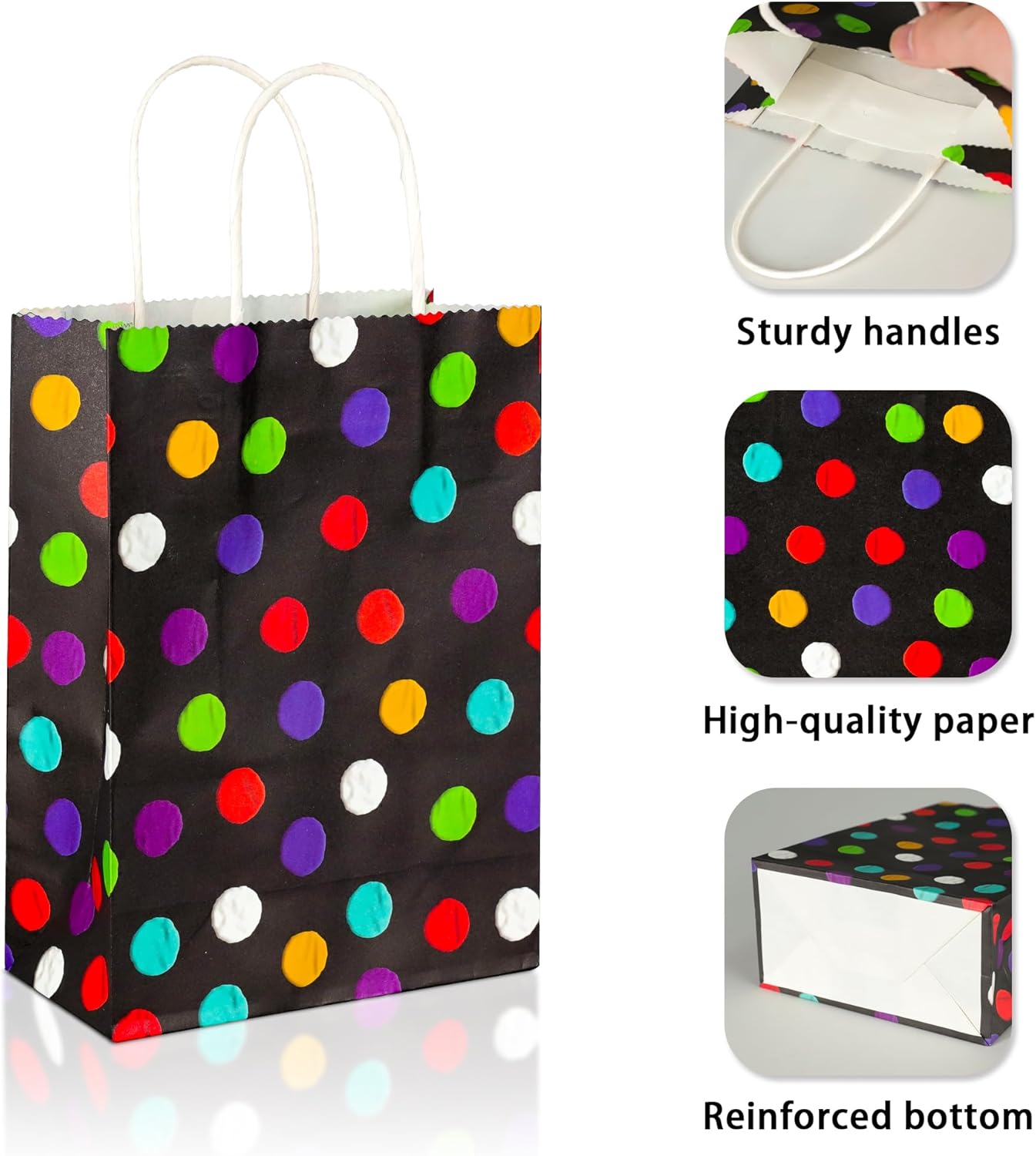 BLEWINDZ 32 Pieces Gift Bags with 32 Tissues, 8 Colors Party Favor Bags with Handles, Rainbow Gift Bag for Wedding, Birthday, Party Supplies and Gifts