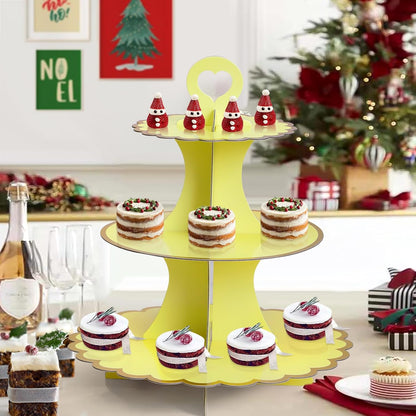 Soleebee 3-Tier Cupcake Stand, Cardboard Cupcake Tower, Cup Cake Stand Tower for Birthday Wedding Party Decoration, Cupcake Tier Stand Desserts Display 1 Set (Purple Gold)