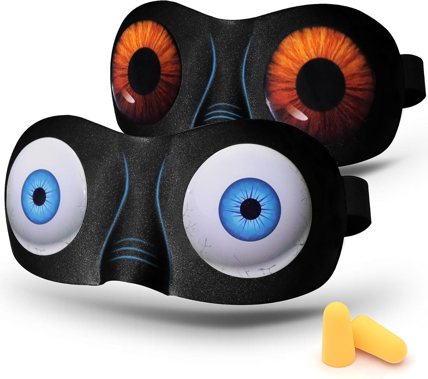 SkiBeau Cute 3D Sleeping Eye Mask Funny Blindfold 2 Pack Travel Sleep Masks Super Soft Weird Eye Cover for Men Women and Kids