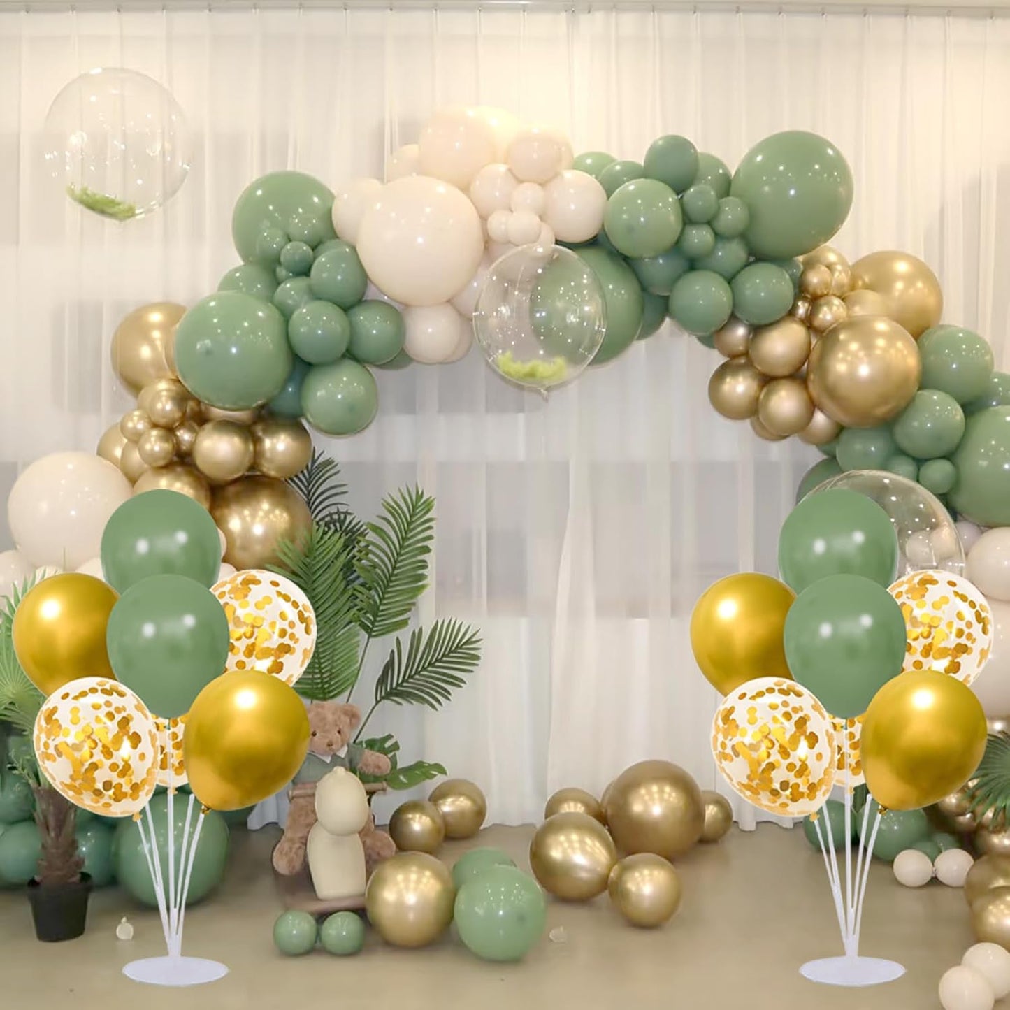 4 Set Balloon Stand Kit for Table Centerpieces With Balloon and Base Party Decorations for Birthday Wedding Retirement Graduation Baby Shower (Navy Silver)