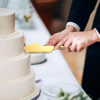 Wedding Cake Knife and Server Set Silver,Stainless Steel Cake Cutting Set,2Pcs Include Cake Cutter And Cake Server for Wedding, Birthday, Parties and anniversary, Dishwasher Safe