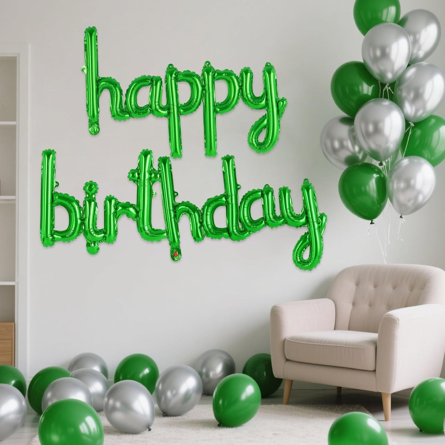 Happy Birthday Balloons Banner Foil Letters Balloons Connected, Personalized Birthday Signs for Women Men Boys Girls Birthday Party Decorations, Small Gold