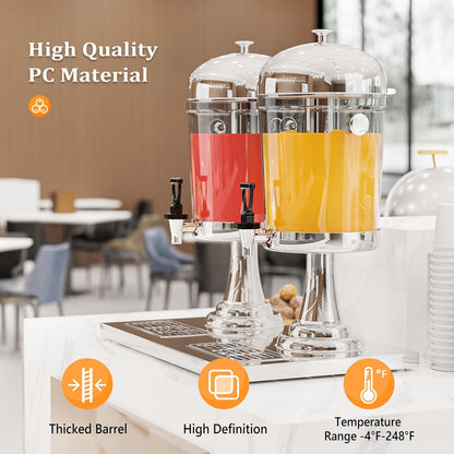 ROVSUN 4.4 Gallon/ 16.6L Drink Dispenser for Parties, Beverage Dispenser with Stand, Drink Dispenser Water Juice Dispenser Stainless Steel with Ice Container, Hot & Cold Drinks for Catering Buffet