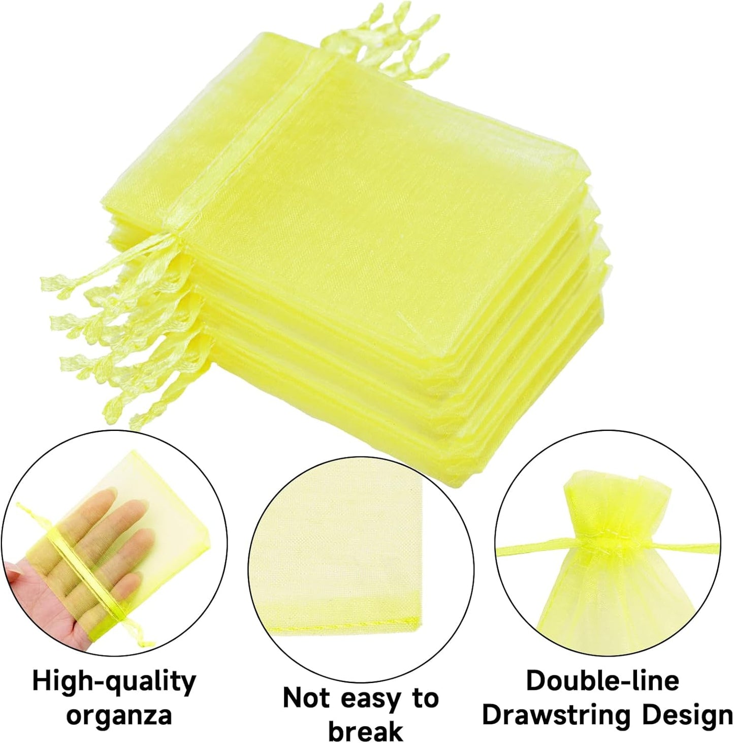 joycraft 50Pcs Organza Bags, 2x3 inch Gift Favor Bags, White Wedding Favor Bags, Jewelry Pouches with Drawstring, Mesh Bags Drawstring for Jewelry, Festival, Makeup, Candy, Desserts