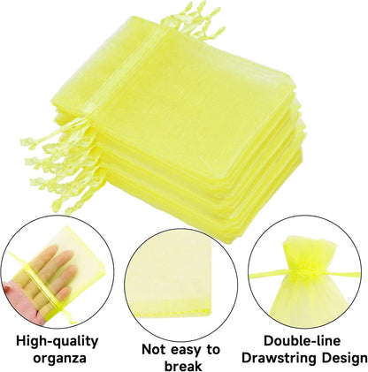 joycraft 50Pcs Organza Bags, 2x3 inch Gift Favor Bags, White Wedding Favor Bags, Jewelry Pouches with Drawstring, Mesh Bags Drawstring for Jewelry, Festival, Makeup, Candy, Desserts