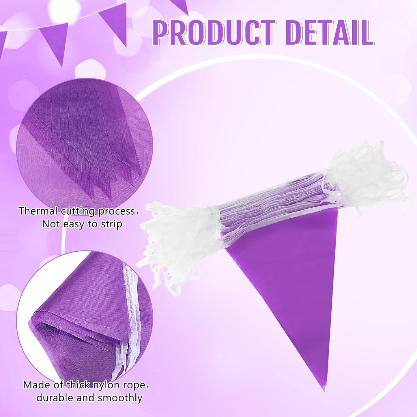 Tatuo 200 Feet Solid Pennant Banners Flags String Triangle Hanging DIY Bunting Flags Party Decorations for Grand Opening Party Banners for Kids Birthday, Shops (White)