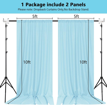 MEETSKY Black Backdrop Curtains for Parties - 10ft x 8ft Party Photo Background Curtain Rod Pocket Fabric Drapes Panels for Boys Birthday Holiday Home Halloween Decoration, 5ft x 8ft, 2 Panels