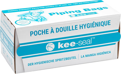KEE-SEAL Disposable Pastry Bags, Piping Bag with Grip Tight Outer Surface, Smooth-Flow Interior, Easy Tear Perforation, Convenient Dispenser Box, 18-Inch, Clear
