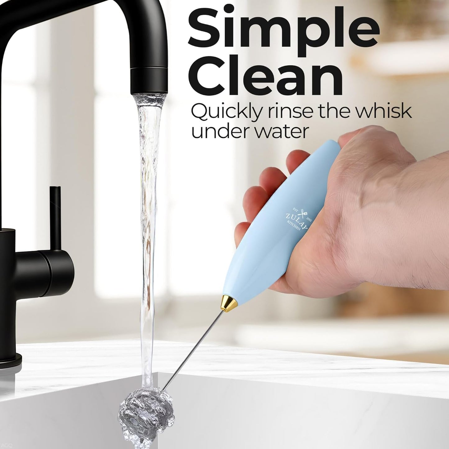 Zulay Kitchen Powerful Milk Frother Wand With Duracell Batteries - Ultra Fast Handheld Drink Mixer - Electric Whisk Foam Maker for Coffee, Lattes, Cappuccino & Matcha - Z1 Motor - Black - Colors A