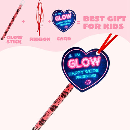 JOYIN 30 Packs Valentine's Day Gifts Cards with Bright Large Glow Sticks for Valentine's Party Favors, Waterproof Glow Sticks for Valentines Classroom Exchange Toy, Valentine School Classroom Prizes
