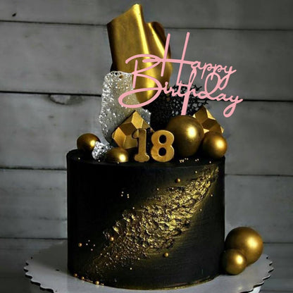 10 PCS Black Happy Birthday Cake Topper Acrylic Cupcake Topper A Series of Birthday Cake Supplies Decorations