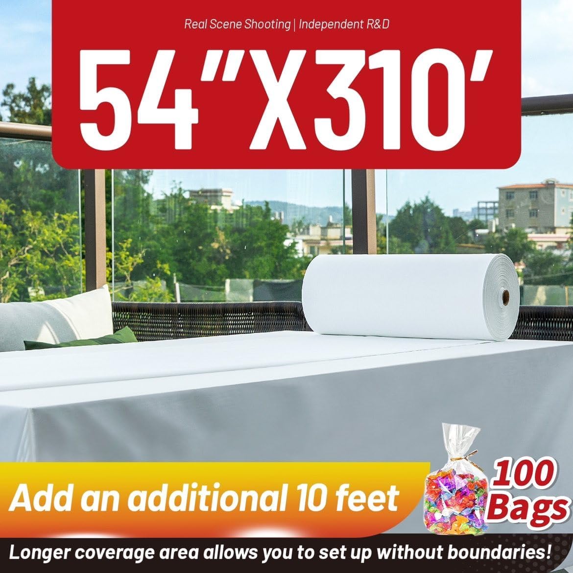 Plastic Table Cloth, 310 Ft X 54 in Disposable Tablecloth White Plastic Tablecloth with Any Cut Sliding Cutters Premium Table Cover Roll for Picnics, Parties, Birthdays, Weddings