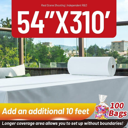 Plastic Table Cloth, 310 Ft X 54 in Disposable Tablecloth White Plastic Tablecloth with Any Cut Sliding Cutters Premium Table Cover Roll for Picnics, Parties, Birthdays, Weddings