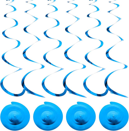 Hanging Swirls Party Decorations, 24 Pcs Blue Streamers Ceiling Hanging Swirl for Birthday Wedding Party Christmas Graduation Celebration Anniversary Decoration