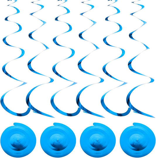 Hanging Swirls Party Decorations, 24 Pcs Blue Streamers Ceiling Hanging Swirl for Birthday Wedding Party Christmas Graduation Celebration Anniversary Decoration