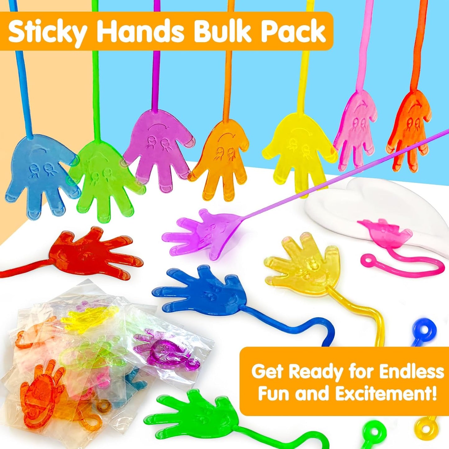 Armaytoy 20Pack Glow in Dark Glitter Sticky Hands Party Favors for Kids Pinata Goodie Bag Stuffers Classroom Prizes Birthday Stretchy Treat Trinkets Treasure Box Bulk Toys
