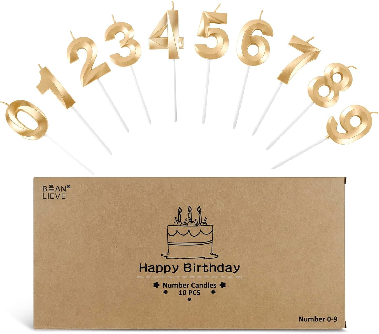 BEAN LIEVE Blue Birthday Candles - Number Cake Candles, Happy Birthday Numeric Candles Number 0 1 2 3 4 5 6 7 8 9 Used for Cake Decoration on Birthday Parties and Wedding Anniversary Celebration