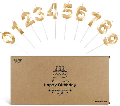 BEAN LIEVE Blue Birthday Candles - Number Cake Candles, Happy Birthday Numeric Candles Number 0 1 2 3 4 5 6 7 8 9 Used for Cake Decoration on Birthday Parties and Wedding Anniversary Celebration