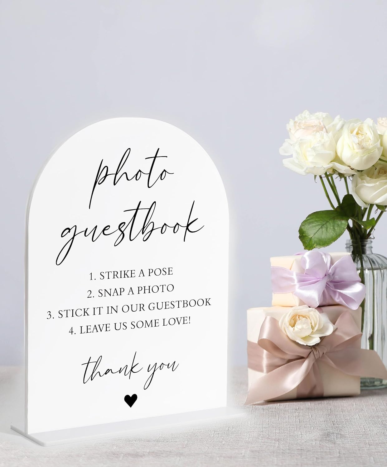 Audio Guest Book Sign, White Arch Acrylic Wedding Sign, Audio Guest Book Wedding Phone, Bridal Shower Decor, Engagement Party Decor, Centerpiece Table Decorations Party for Bride and Groom-14
