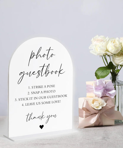 Audio Guest Book Sign, White Arch Acrylic Wedding Sign, Audio Guest Book Wedding Phone, Bridal Shower Decor, Engagement Party Decor, Centerpiece Table Decorations Party for Bride and Groom-14
