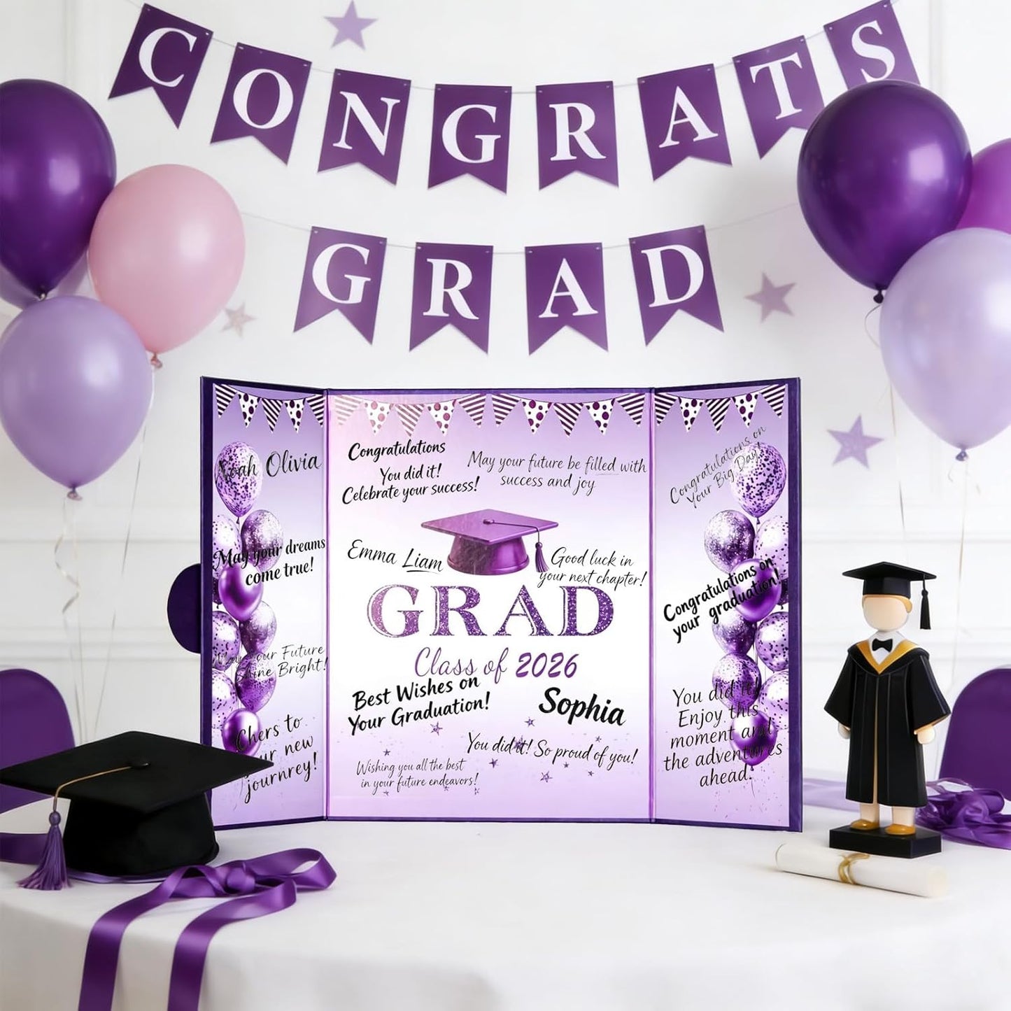 Green Graduation Party Decorations Class of 2026 - Extra Large 22" x 14" Graduation Guest Book to Sign Signature Board for Graduation Gifts Congrats Grad Party Favors Supplies Decor Keepsake
