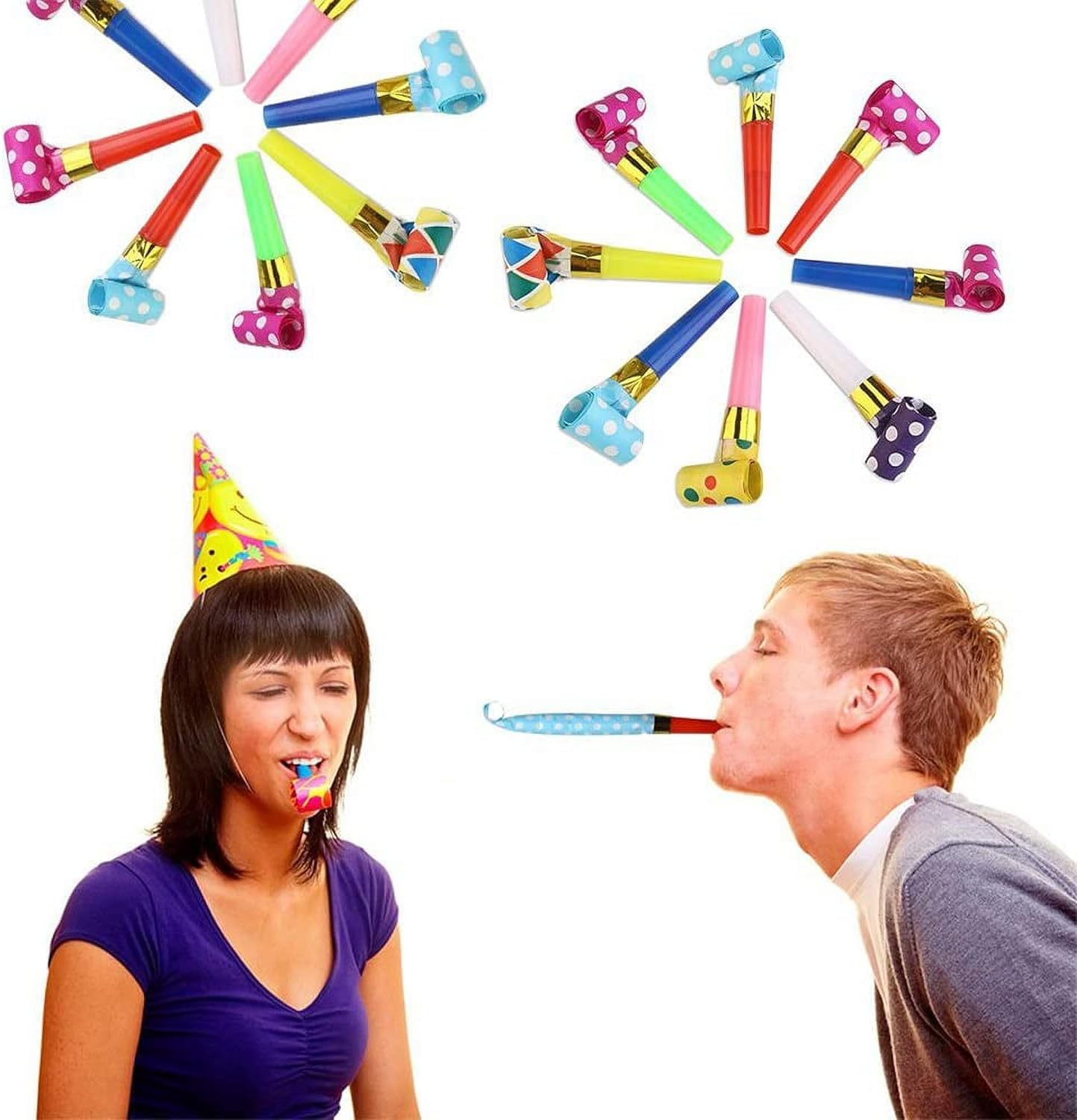 30 Pcs Colorful Party Blower Musical Blowouts Whistles Funny Party Noisemakers Party Horns Party Supplies, Noisemakers