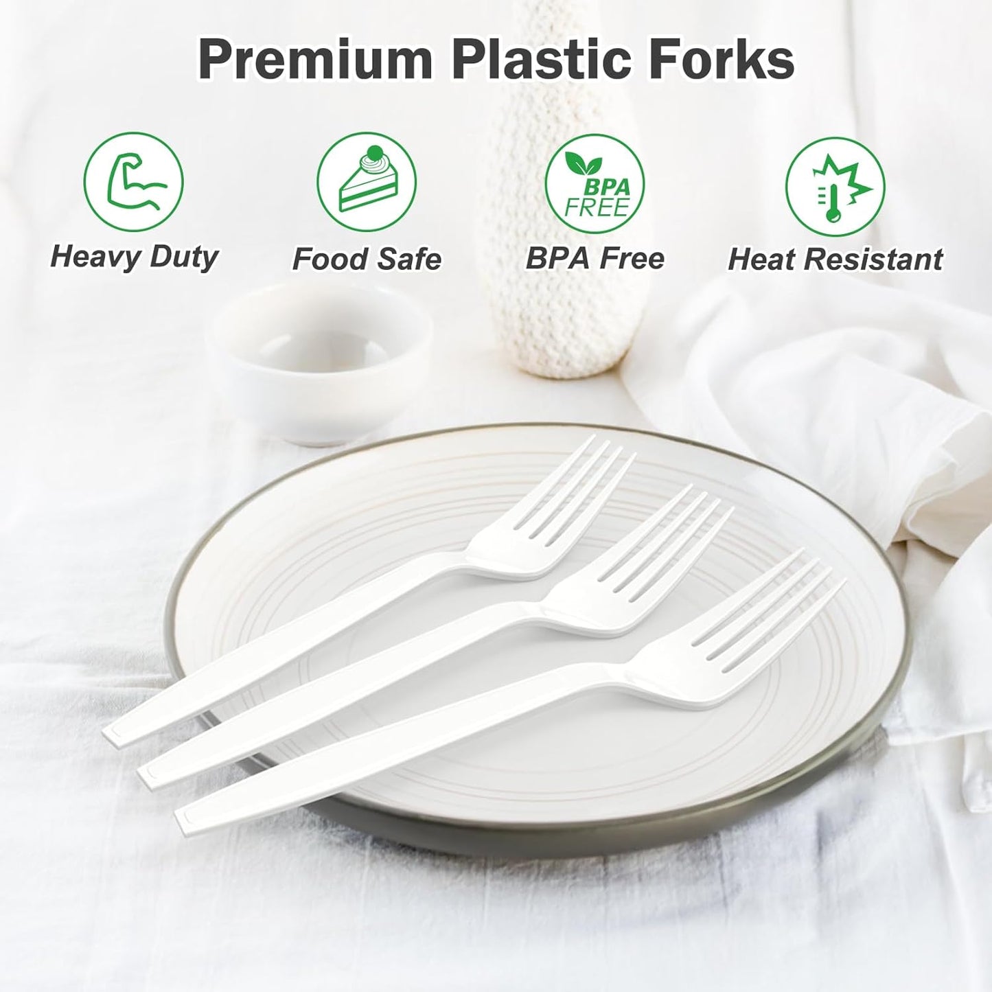 Dealusy 360 Count Extra Heavy Duty Clear Plastic Forks Disposable, BPA-Free, Heat Resistant, Solid and Durable Disposable Forks Bulk, Premium Plastic Forks heavy duty for Party Supply