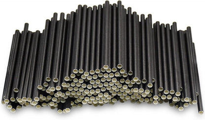 Black Paper Straws, Solid black/250 Bulk, Biodegradable Paper Drinking Straws for Cocktail, Drinks, Bars and Restaurant, 7.75"x0.24"