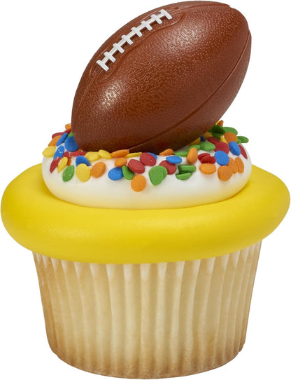 DECOPAC 3D Football Rings, Cupcake Decorations, Food Safe Cake Toppers – 24 Pack