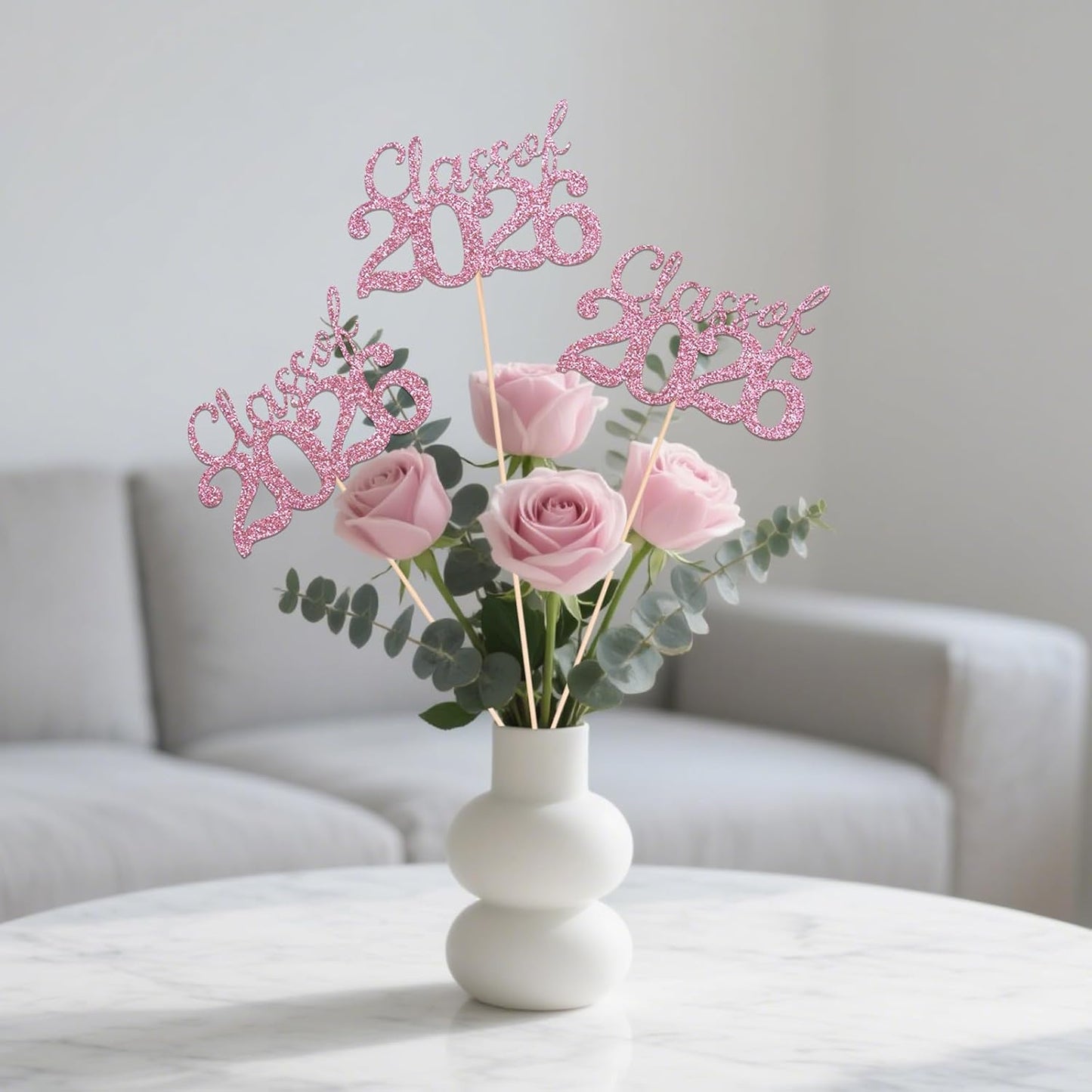 Gold Class of 2026 Double-sided Graduation Table Centerpieces, 12 Pcs Grad Party Decorations with Sticks, Graduation 2026 Party Supplies for Table Decor