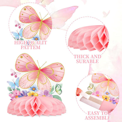 SUNBEAUTY 4PCS Honey Bee Honeycomb Centerpieces Decorations Yellow Bee Honeycomb Table Centerpieces with Sunflower Stickers for Baby Shower Birthday Gender Reveal Birthday Decoration