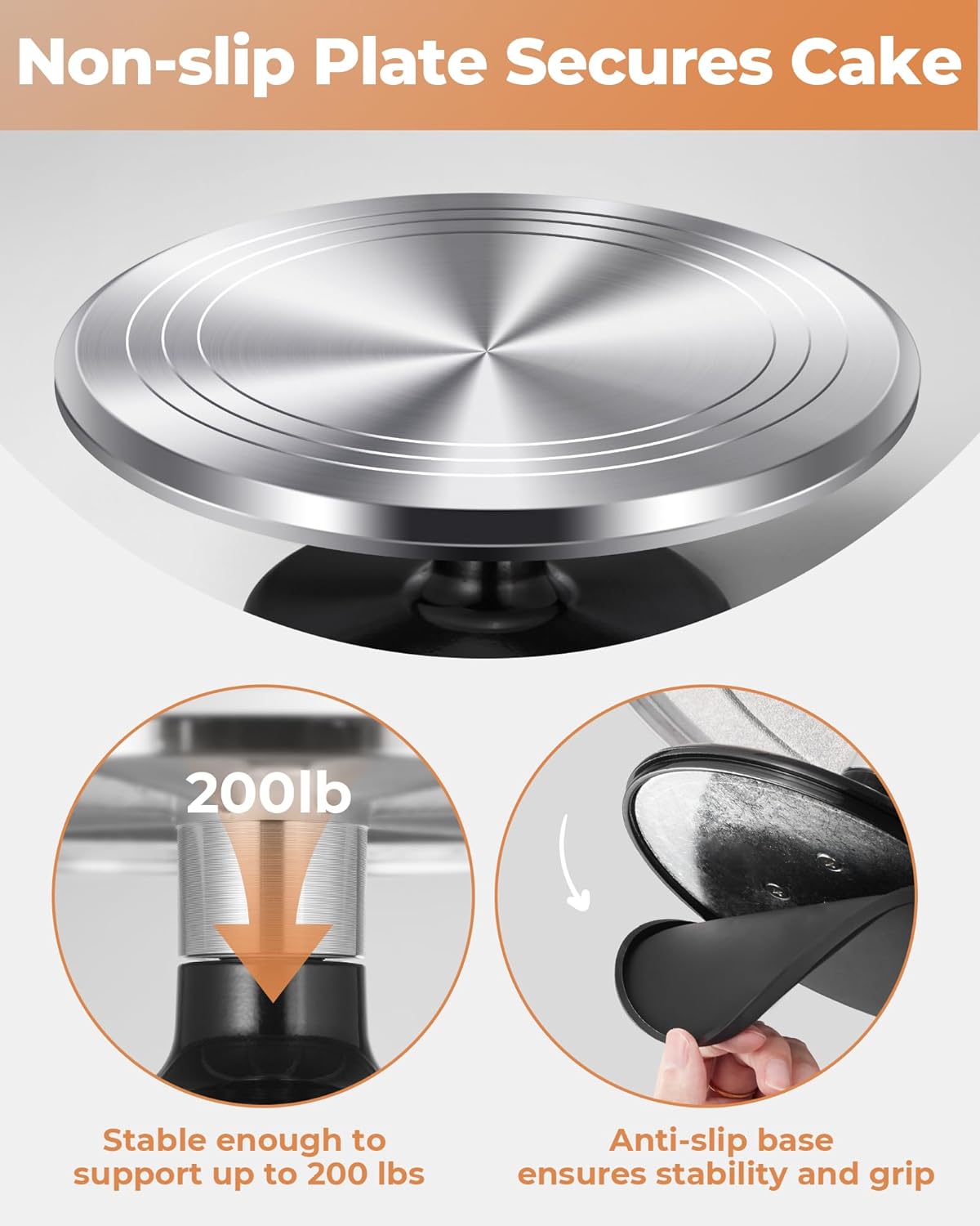 Kootek Aluminium Alloy Revolving Cake Stand 12 Inch Rotating Cake Turntable for Cake, Cupcake Decorating Supplies for Mother's Day