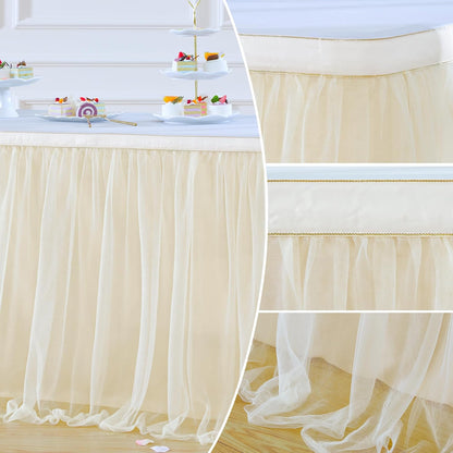 Suppromo 6ft Pink Tulle Table Skirt Baby Shower Tablecloth for Rectangle Tables or Round Tables Pink Ruffle Tutu Table Skirts Desk Skirt for Princess Girls Birthday Party Cake Dessert Decorations